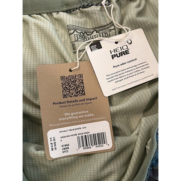 Patagonia Mens Shorts Size Small Multi Trails Running Hiking Green NWT - Picture 5 of 8